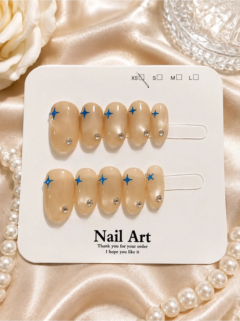 ✨ Nude Champagne Star Press-On Nails